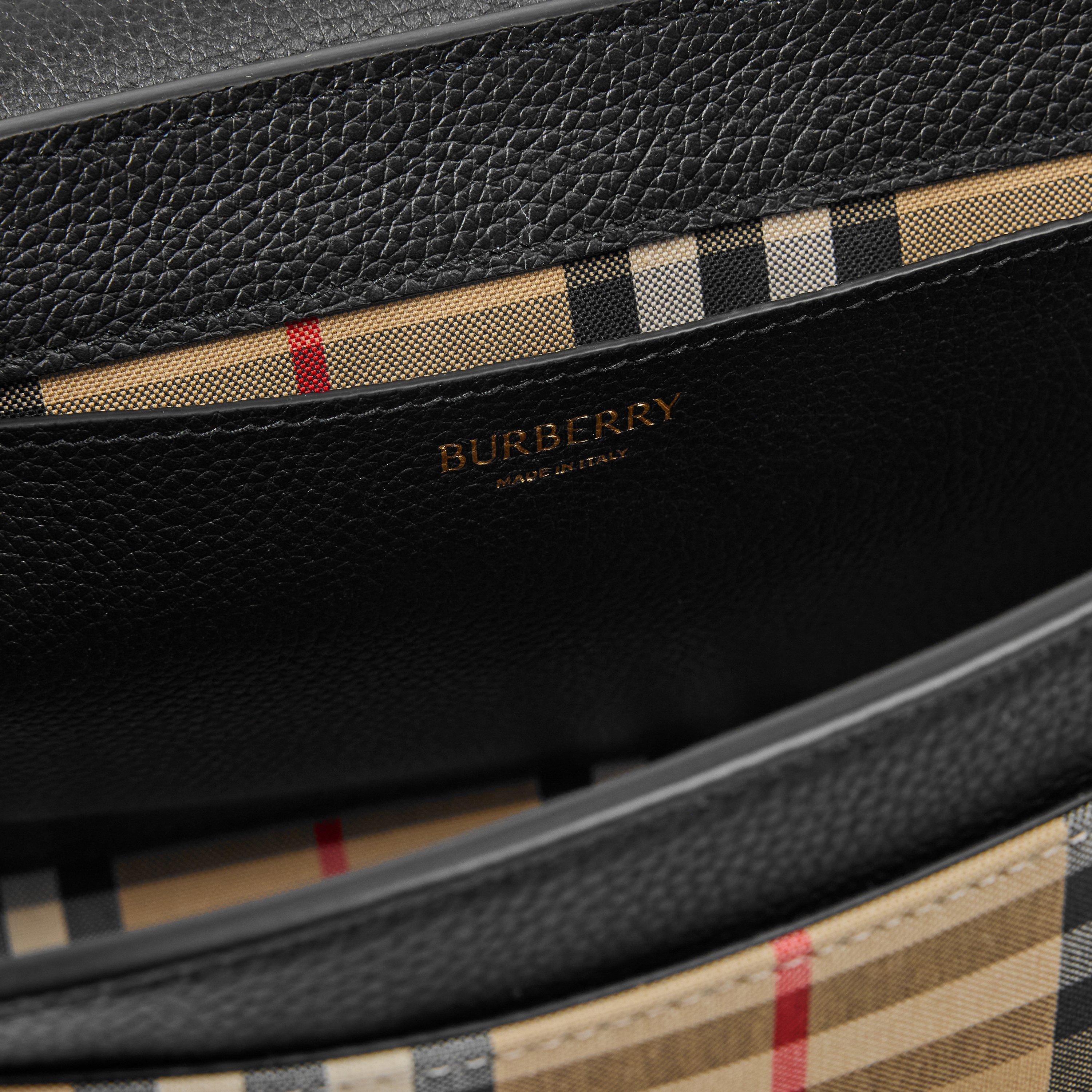 Black - Burberry - Women's Check Cotton Top Handle Note Bag - 5