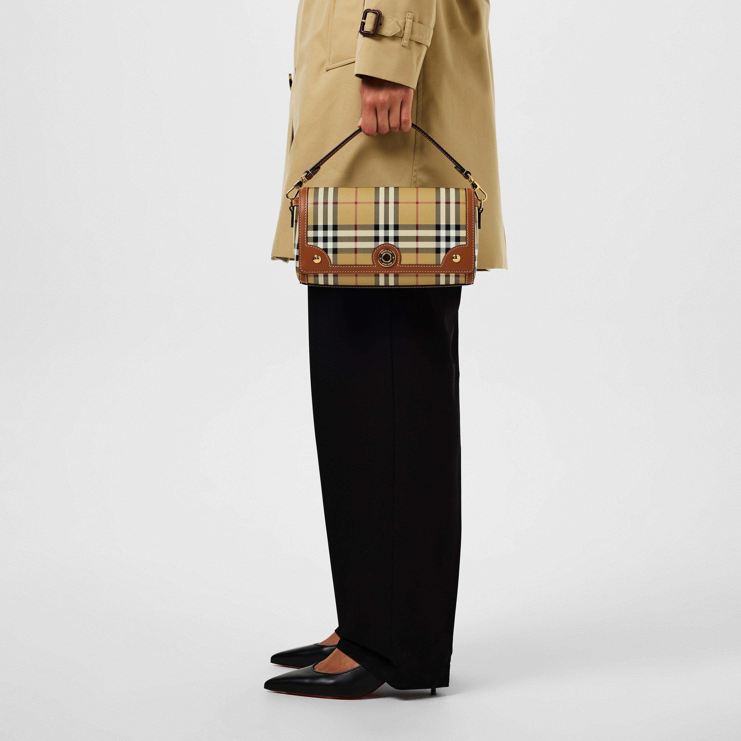 BriarBrwn A9534 - Burberry - Women's Check Cotton Top Handle Note Bag - 2