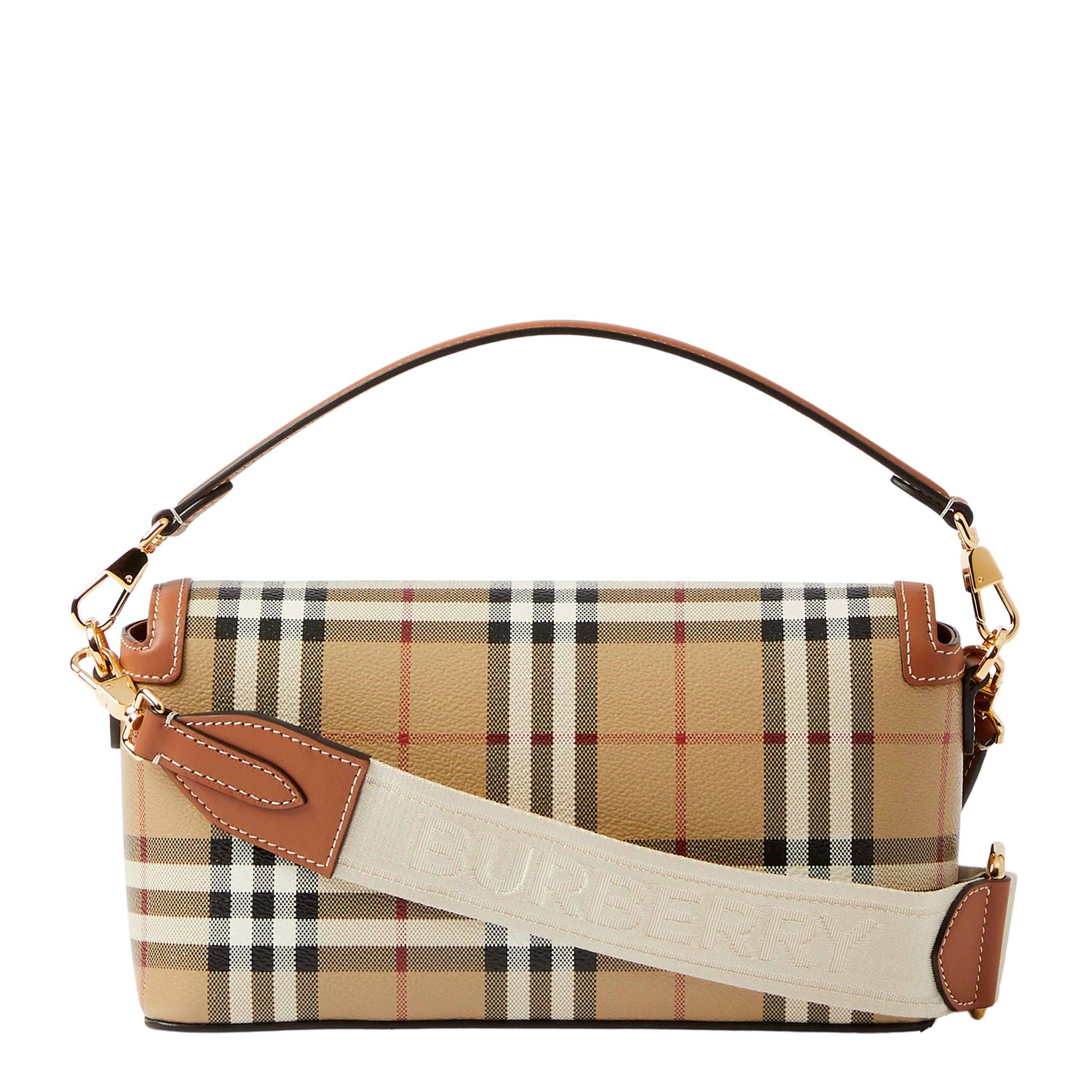 BriarBrwn A9534 - Burberry - Women's Check Cotton Top Handle Note Bag - 3