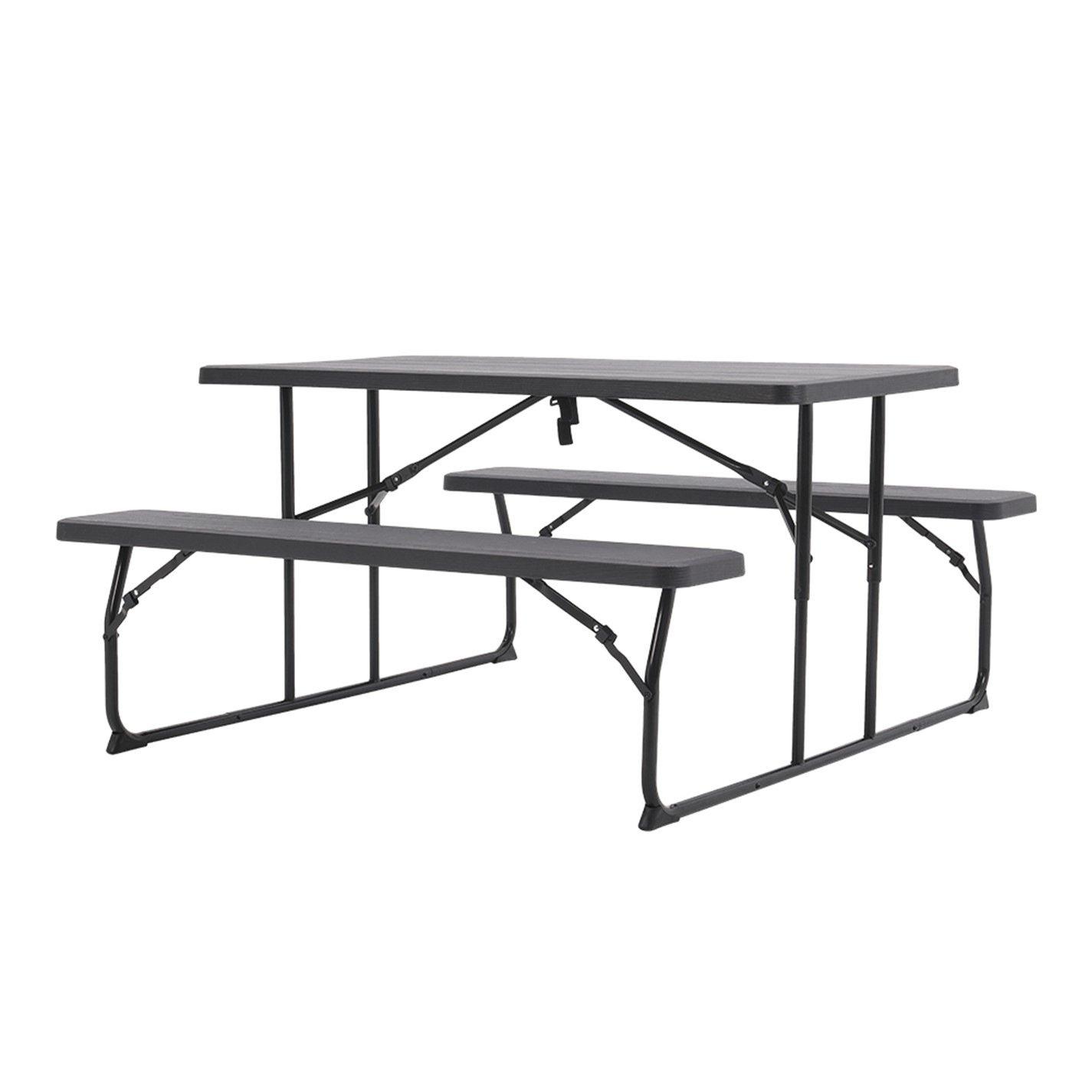 Black - Breeins - 73x151x136cm Foldable Picnic Table and Bench Set - 1