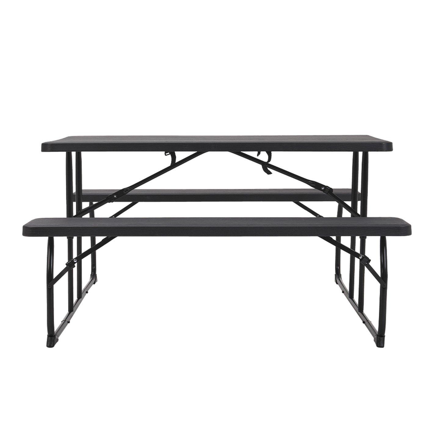 Black - Breeins - 73x151x136cm Foldable Picnic Table and Bench Set - 2
