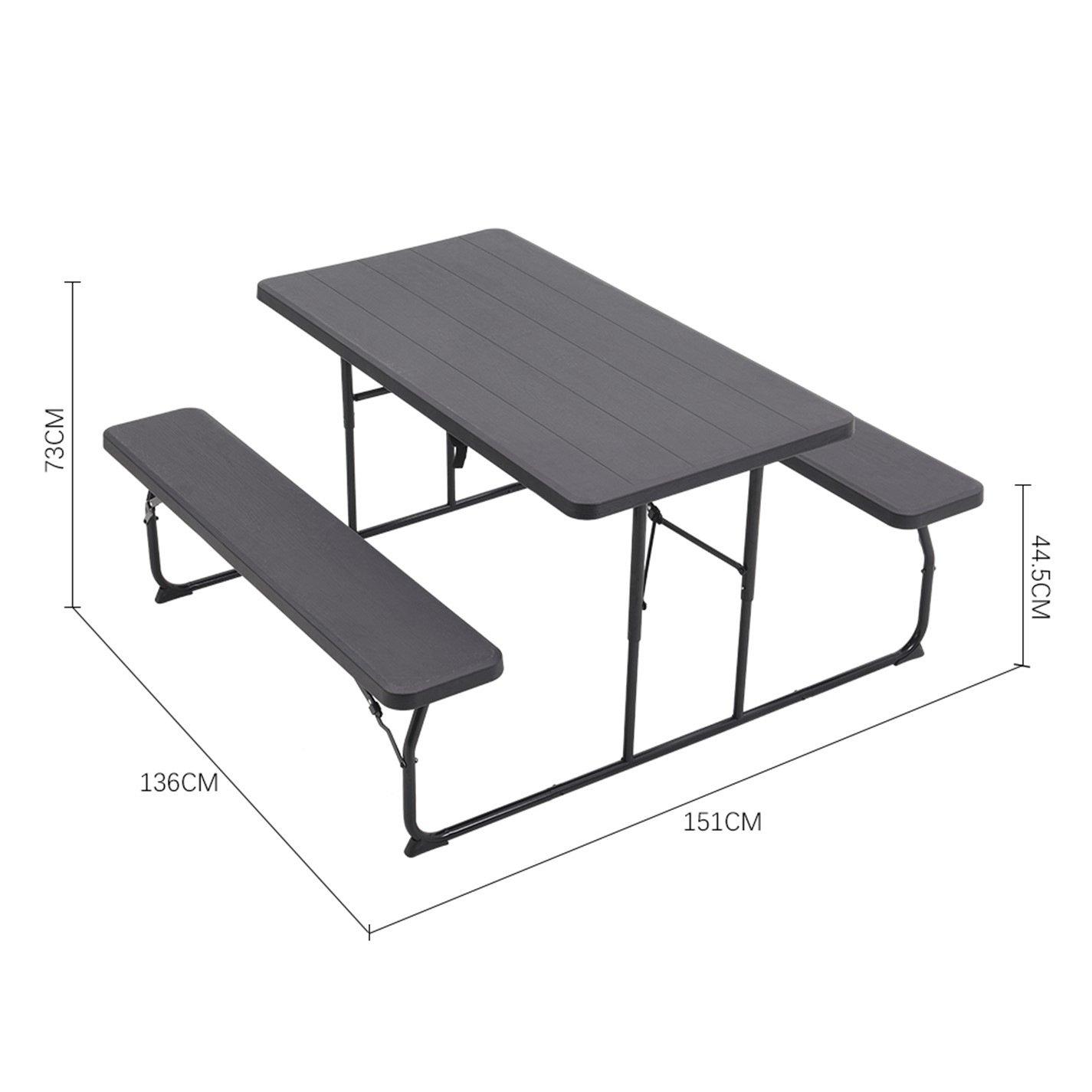 Black - Breeins - 73x151x136cm Foldable Picnic Table and Bench Set - 11