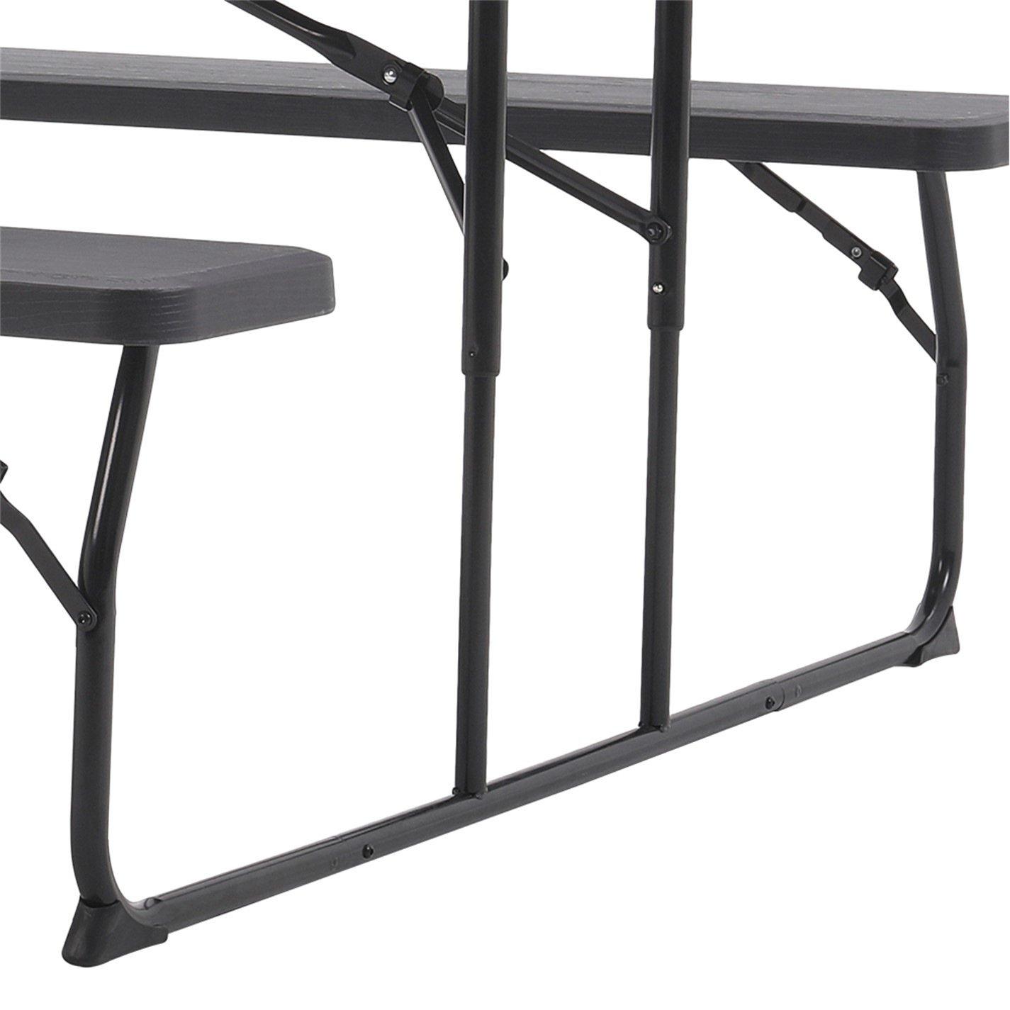 Black - Breeins - 73x151x136cm Foldable Picnic Table and Bench Set - 5
