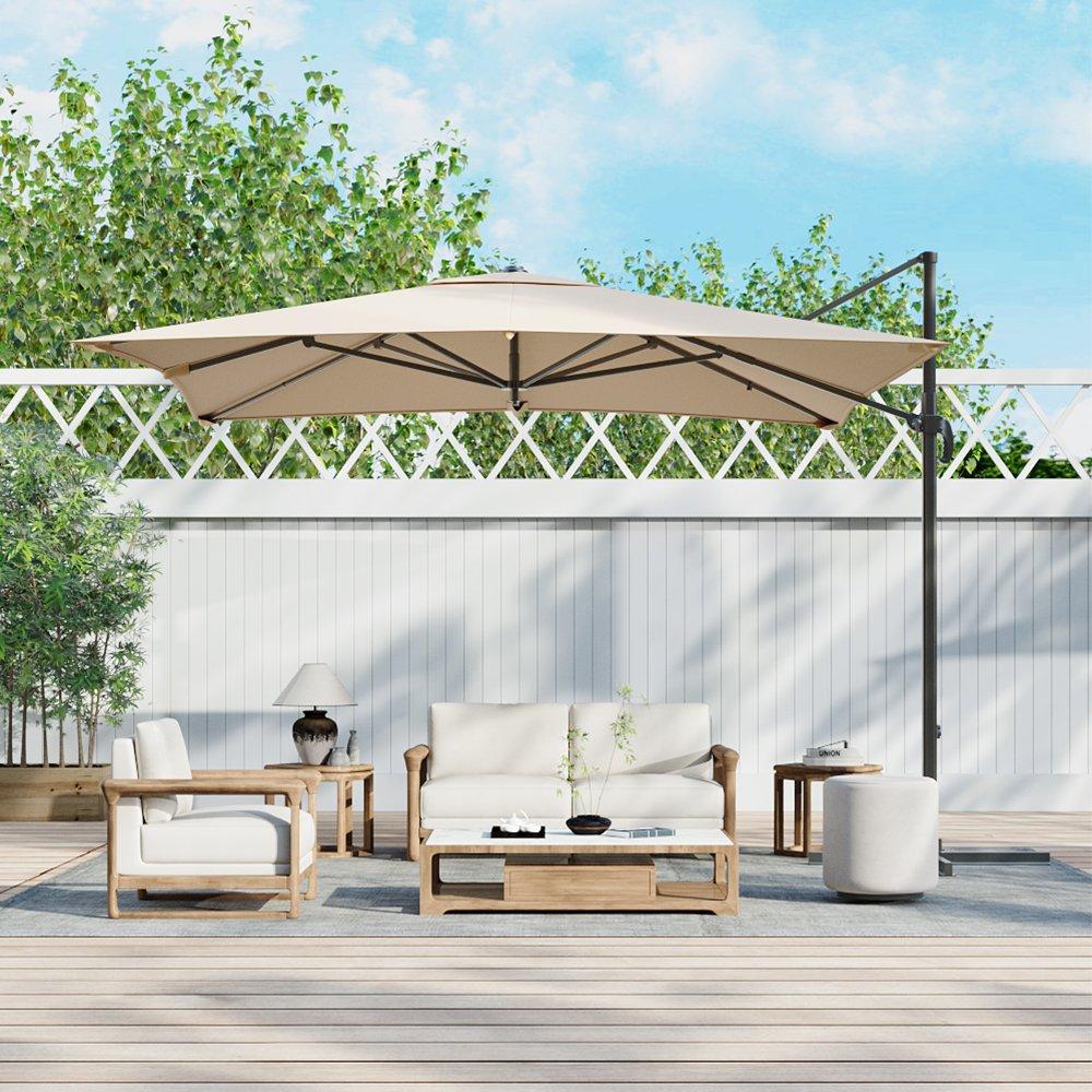 Brown - Breeins - Large Square Outdoor Cantilever Parasol - 1
