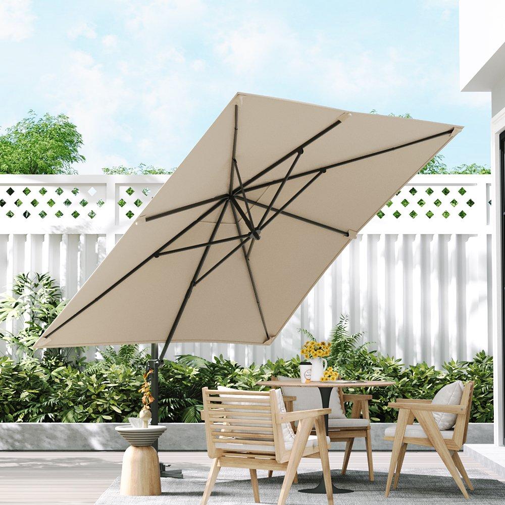 Brown - Breeins - Large Square Outdoor Cantilever Parasol - 2