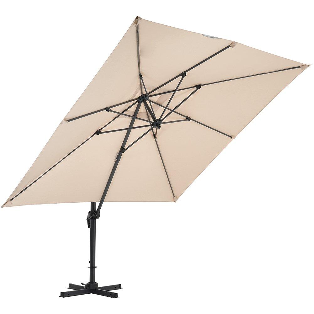 Brown - Breeins - Large Square Outdoor Cantilever Parasol - 4