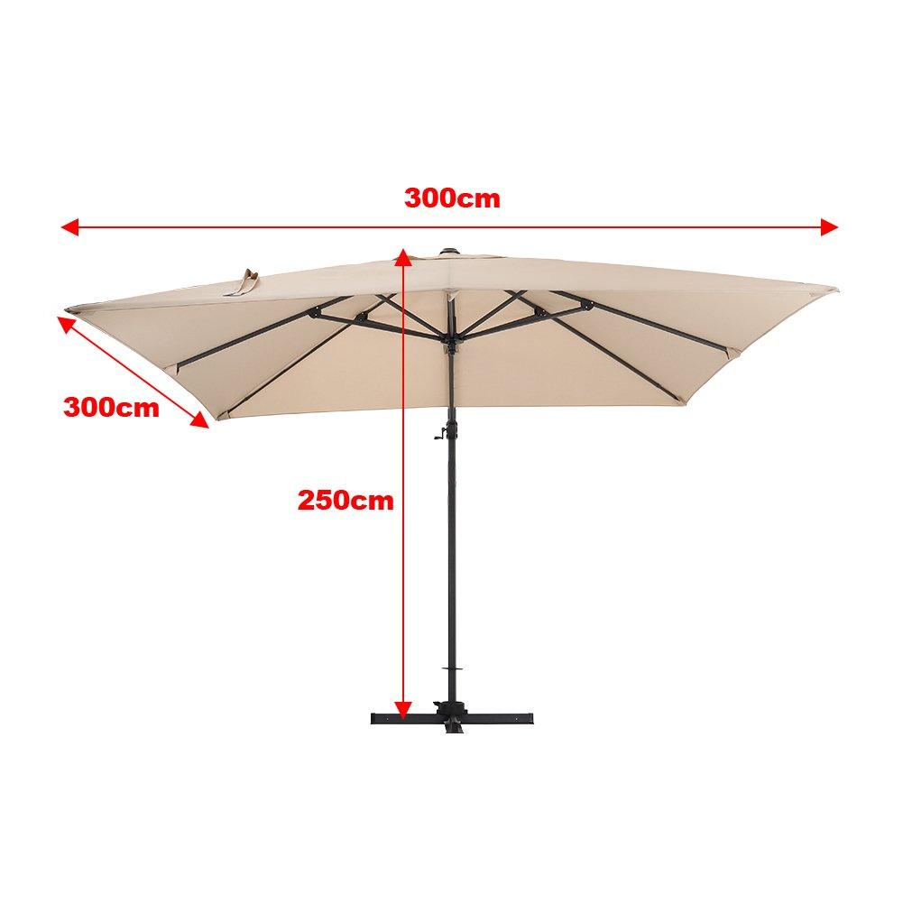 Brown - Breeins - Large Square Outdoor Cantilever Parasol - 10