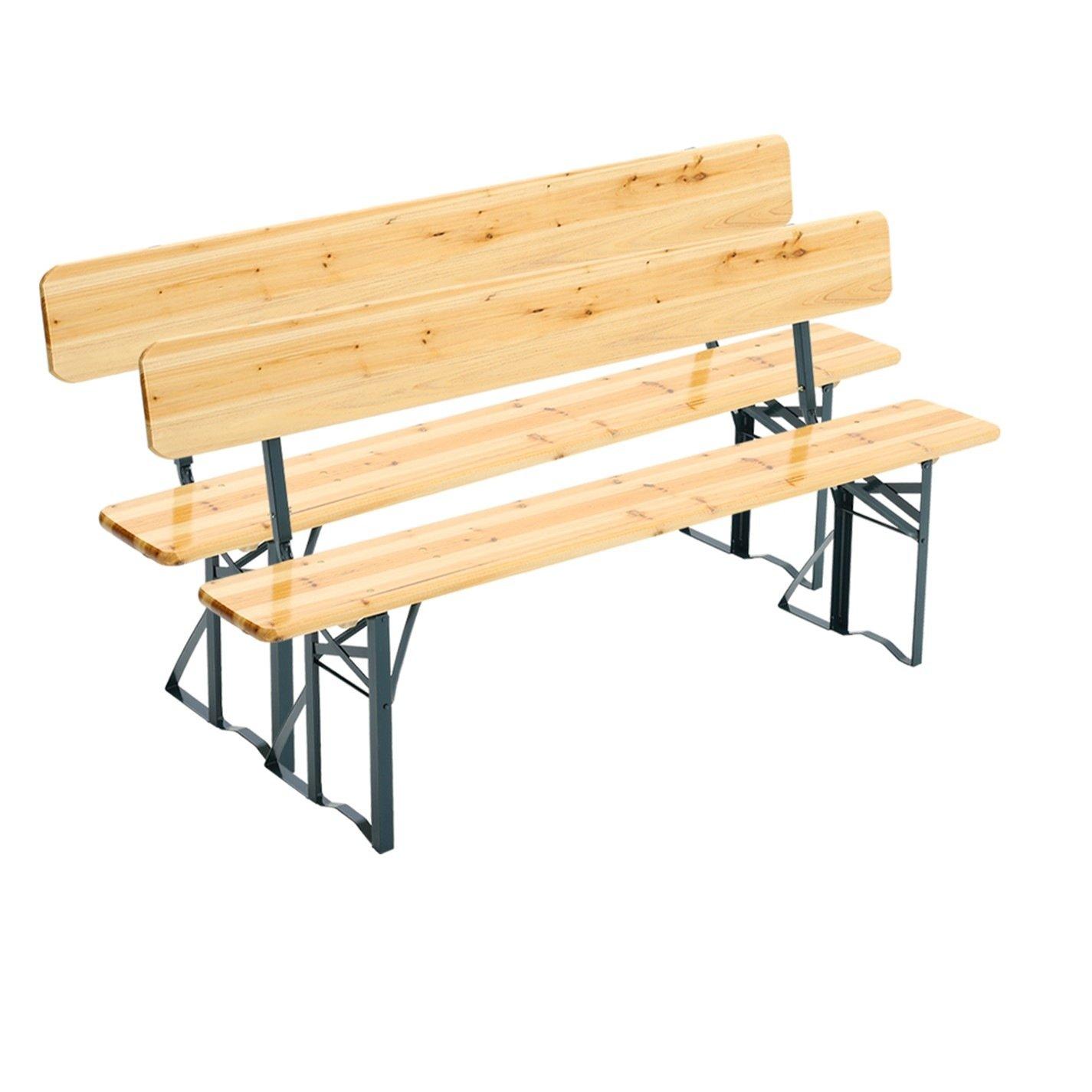 Brown - Breeins Camping - 2 Pcs Folding Wooden Garden Bench Outdoor - 5