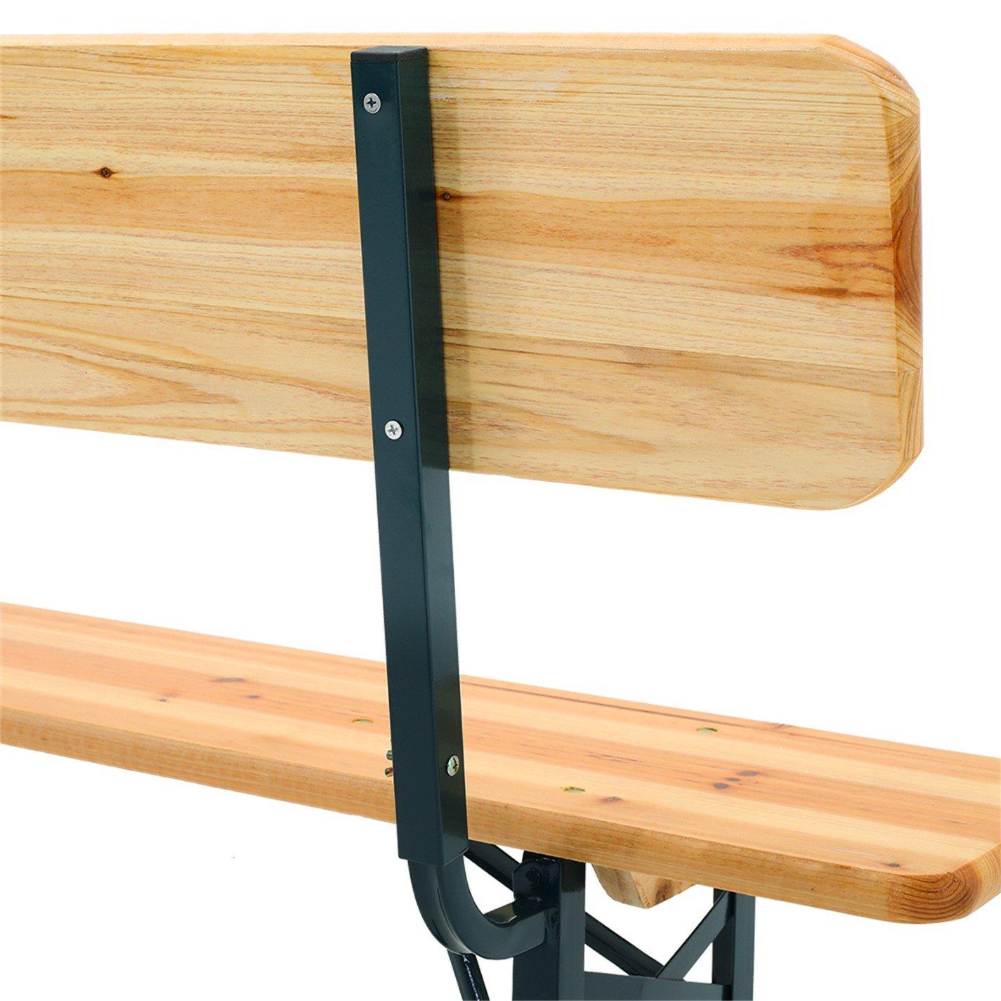 Brown - Breeins Camping - 2 Pcs Folding Wooden Garden Bench Outdoor - 6