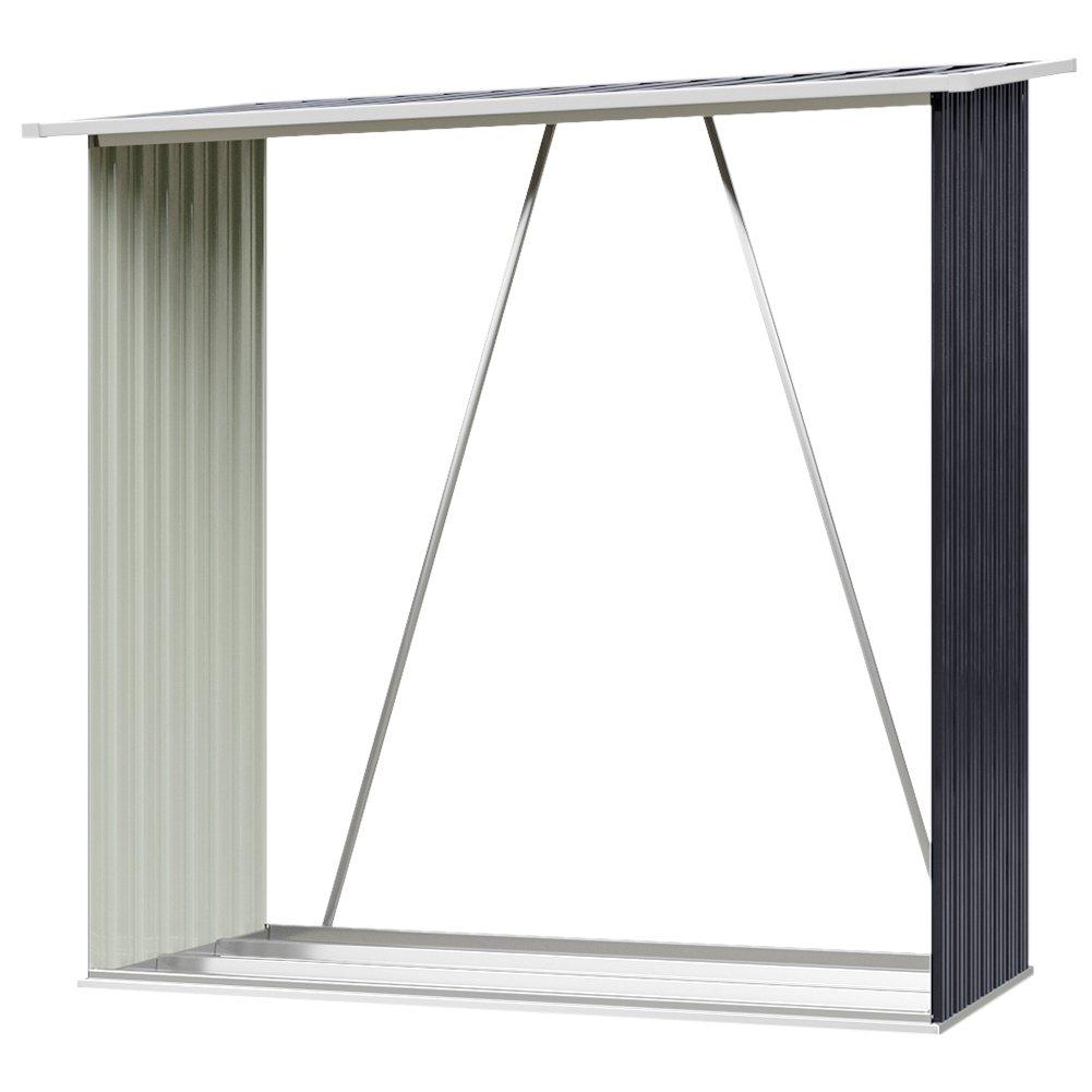 Black - Breeins - 157x157x71cm Outdoor Metal Firewood Storage Shed - 4
