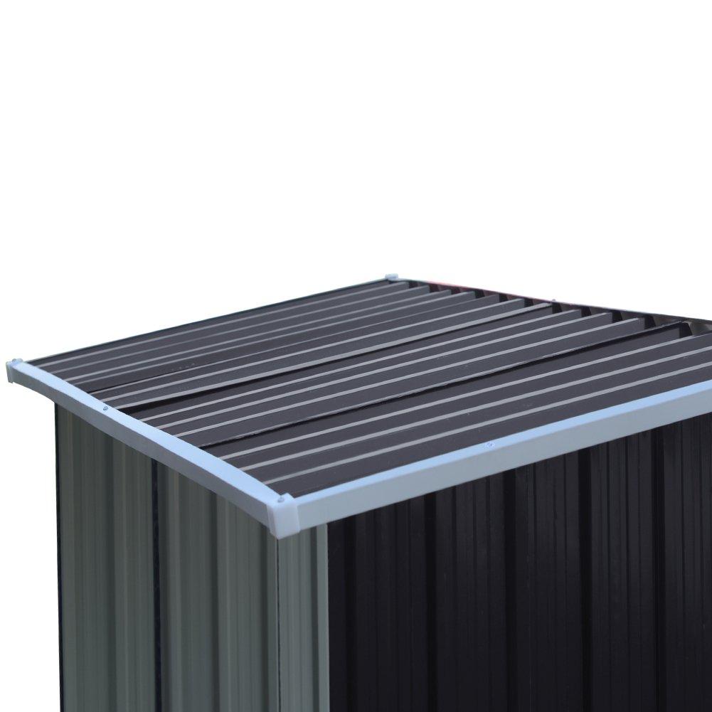 Black - Breeins - 157x157x71cm Outdoor Metal Firewood Storage Shed - 8