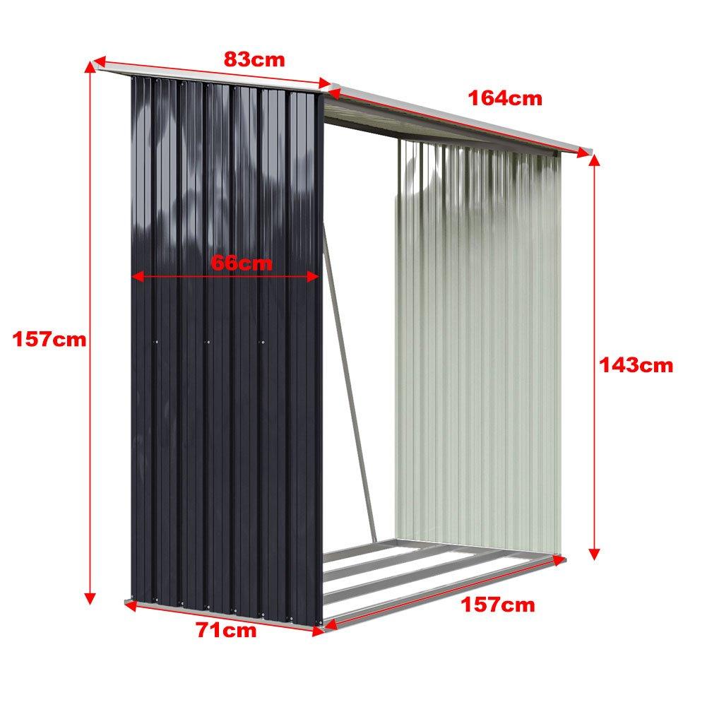 Black - Breeins - 157x157x71cm Outdoor Metal Firewood Storage Shed - 9
