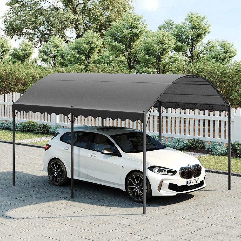 Grey - Breeins - Outdoor Metal Arched Pergola with Shade - 1