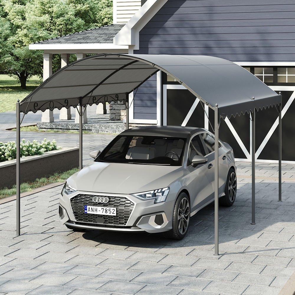 Grey - Breeins - Outdoor Metal Arched Pergola with Shade - 2