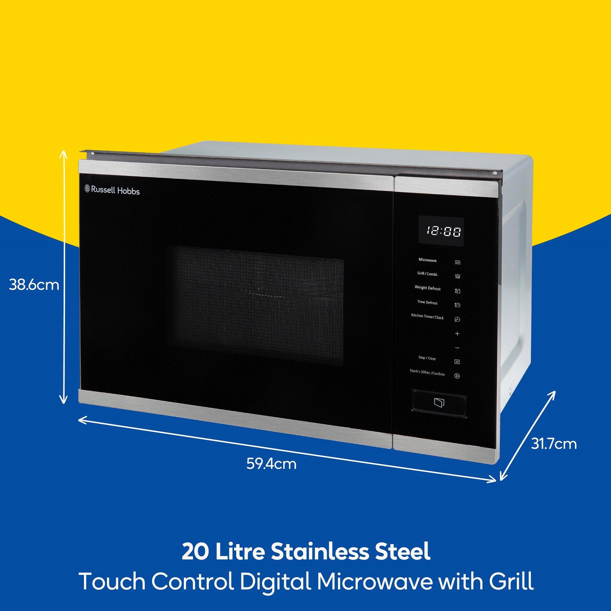 Stainless Steel - Russell Hobbs - RHBM2002SS Digital Microwave & Grill 20L - 2