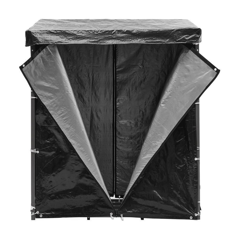 Black - Breeins - 185cm Metal Firewood Rack with Roof Cover - 6