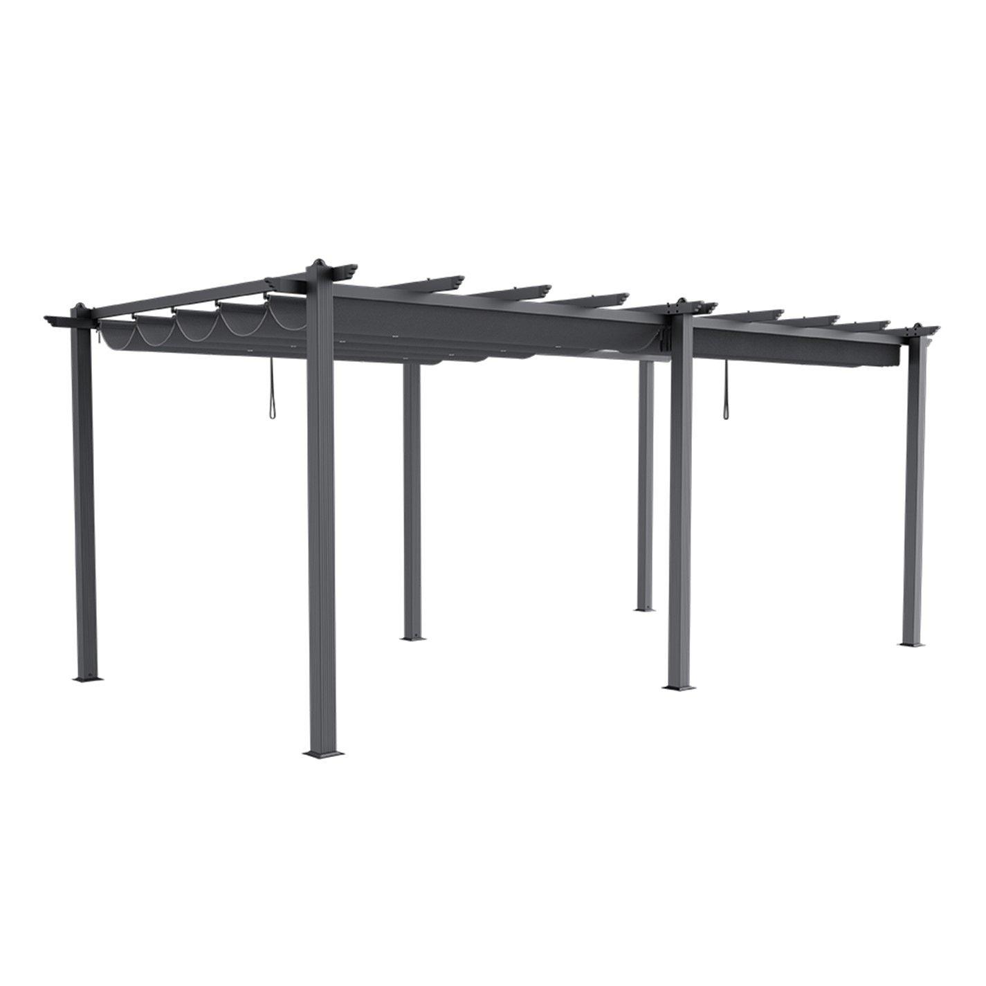 Black - Breeins - 6m Aluminum Patio Pergola with Canopy Roof - 3