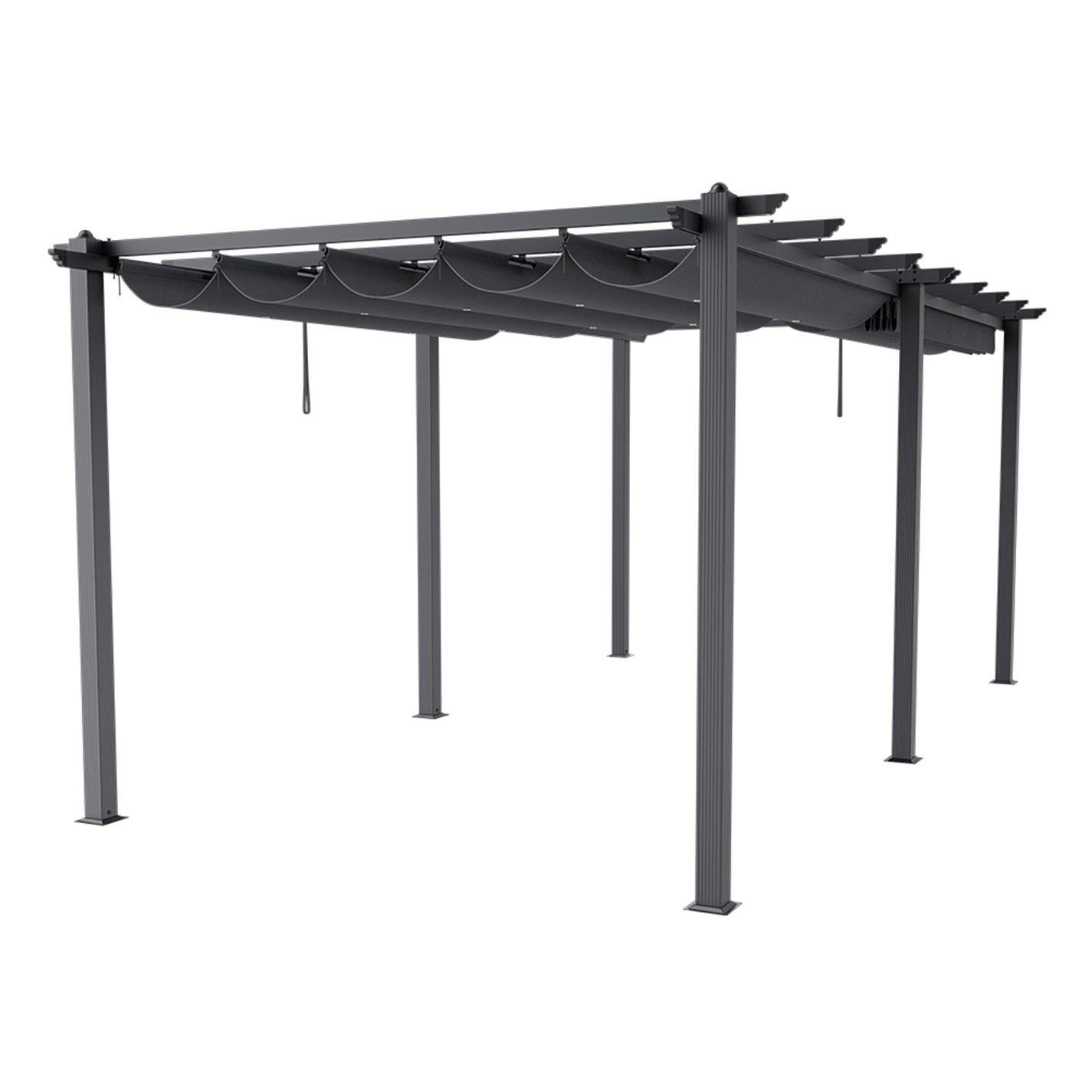 Black - Breeins - 6m Aluminum Patio Pergola with Canopy Roof - 4