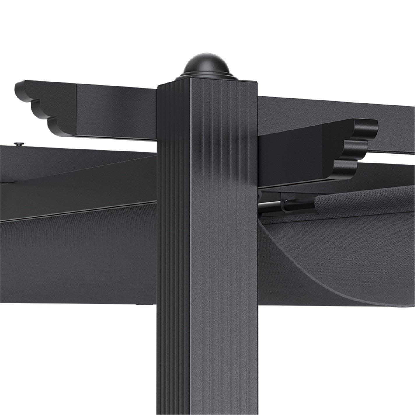 Black - Breeins - 6m Aluminum Patio Pergola with Canopy Roof - 6