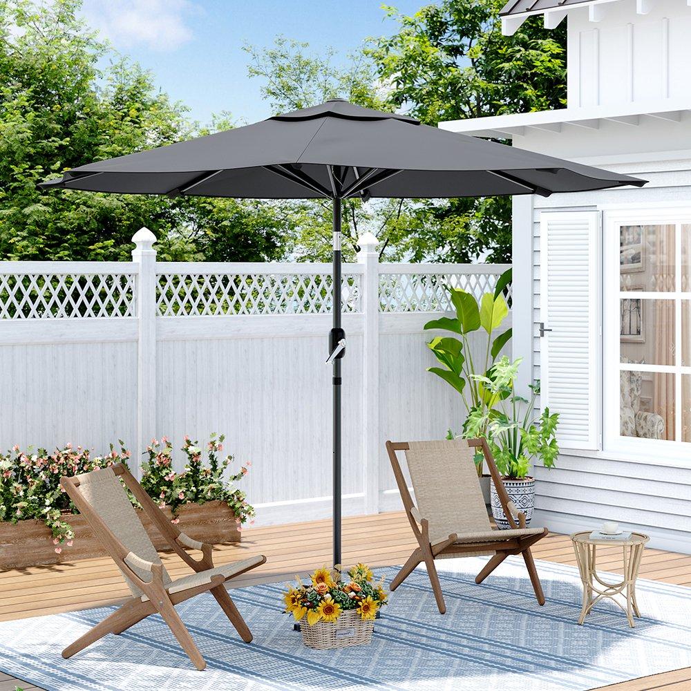 Grey - Breeins - 3M Rotating Patio Parasol for Outdoors Grey - 1