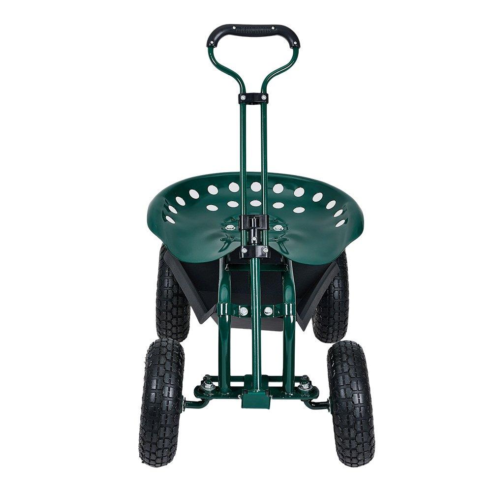 Green - Breeins - Rolling Garden Cart with Seat and Tool Tray - 2