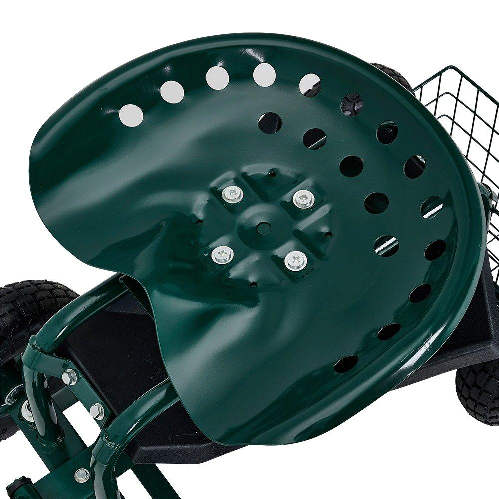 Green - Breeins - Rolling Garden Cart with Seat and Tool Tray - 6