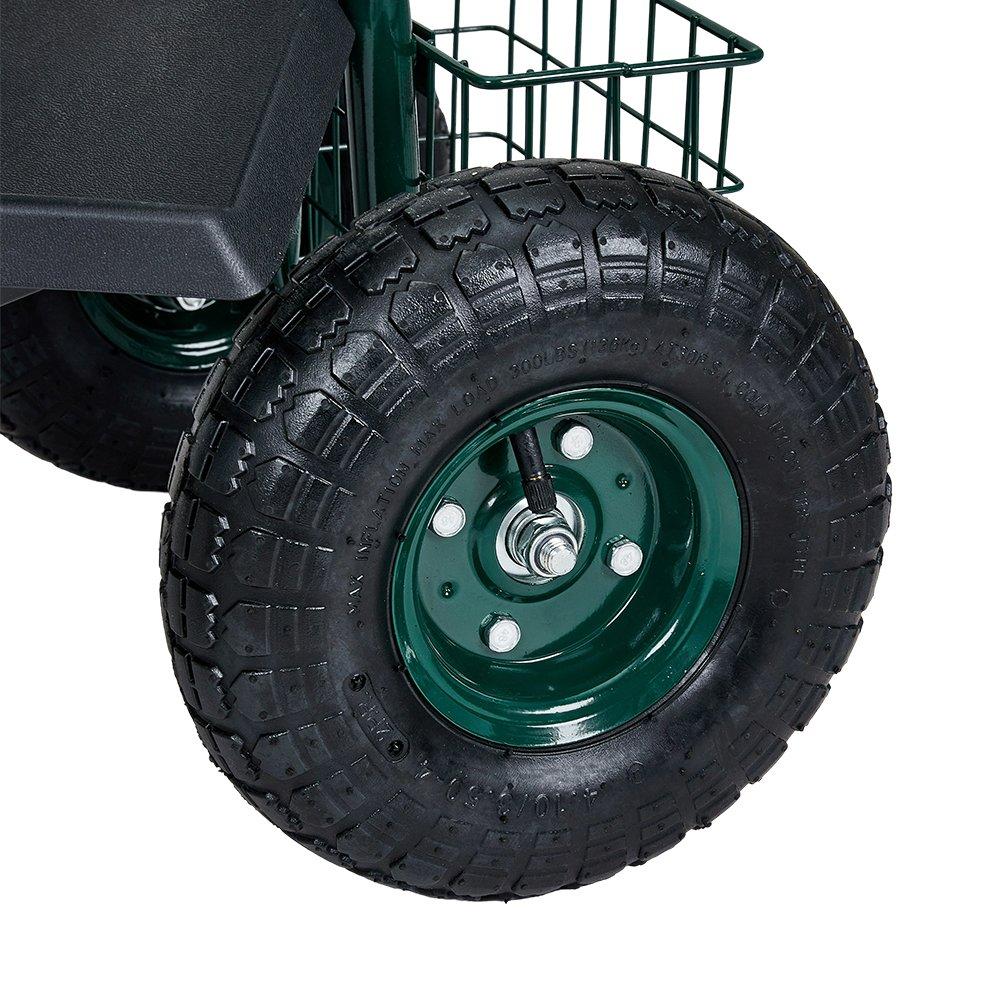 Green - Breeins - Rolling Garden Cart with Seat and Tool Tray - 7