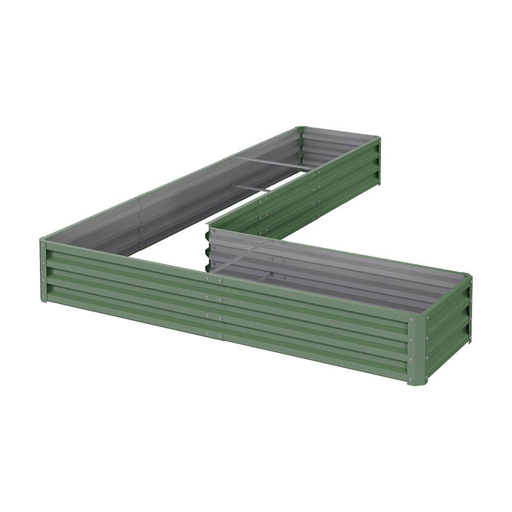 Green - Breeins - Green L-Shaped Galvanized Steel Raised Garden Bed - 1
