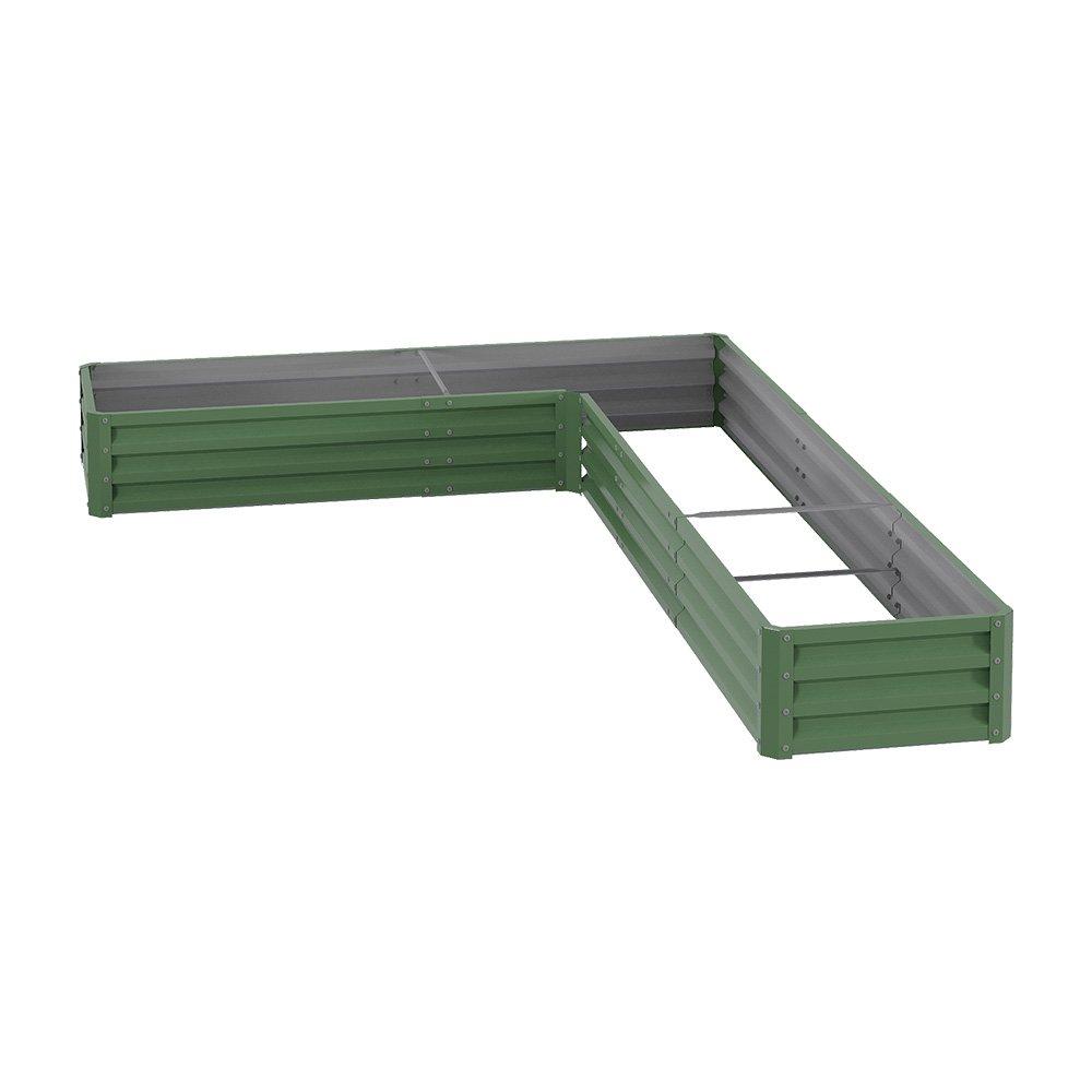 Green - Breeins - Green L-Shaped Galvanized Steel Raised Garden Bed - 2