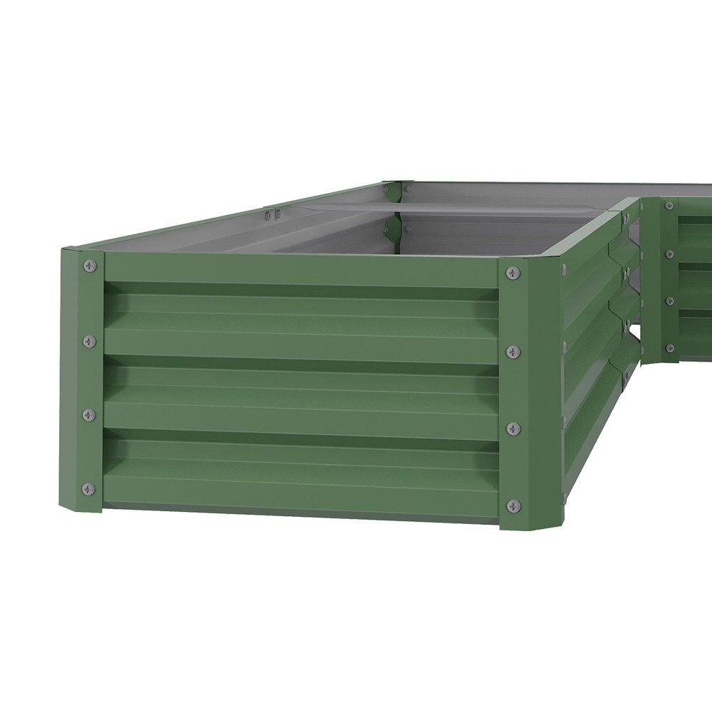 Green - Breeins - Green L-Shaped Galvanized Steel Raised Garden Bed - 4