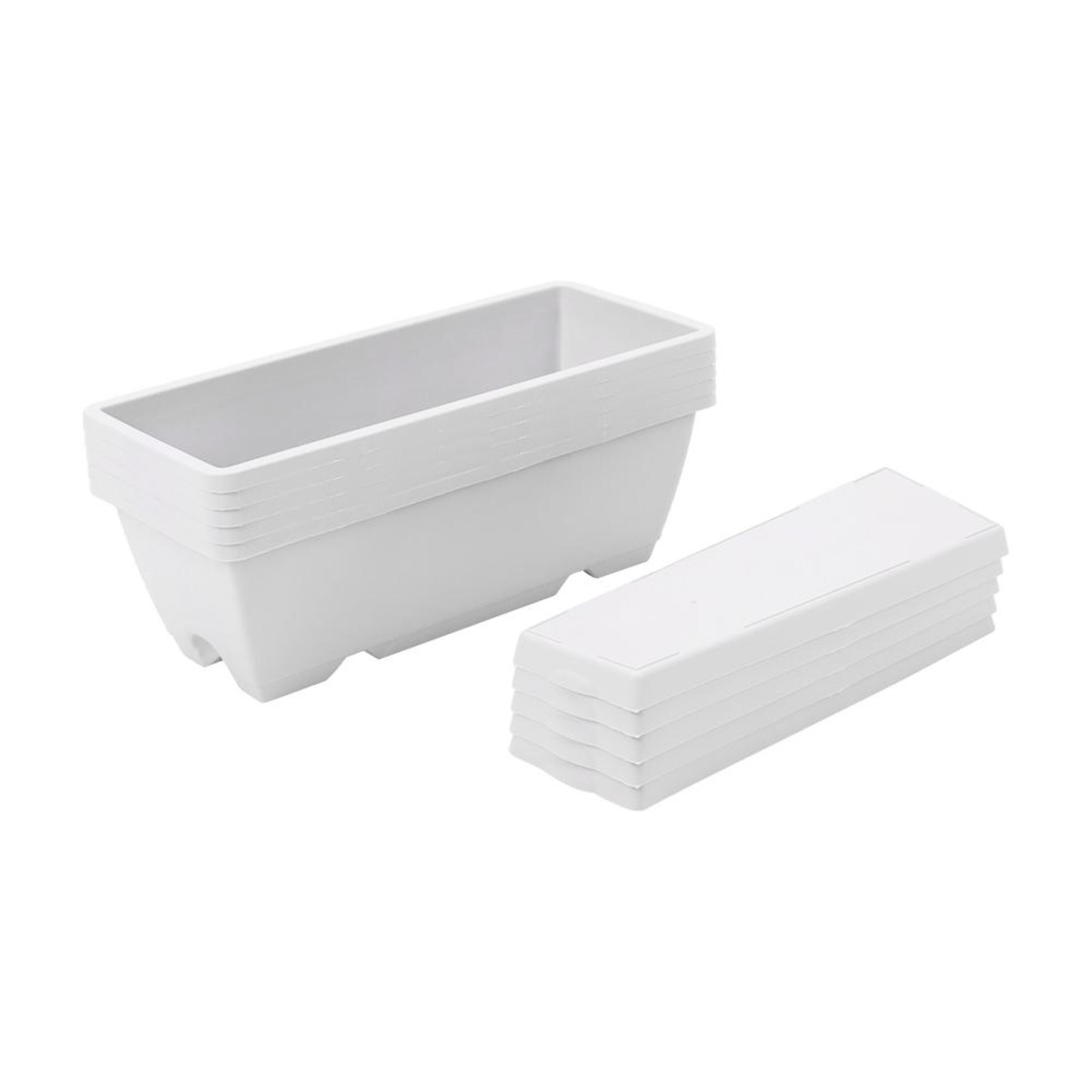 Grey White - Breeins - 5-Piece Rectangle Garden Planter Set - 1