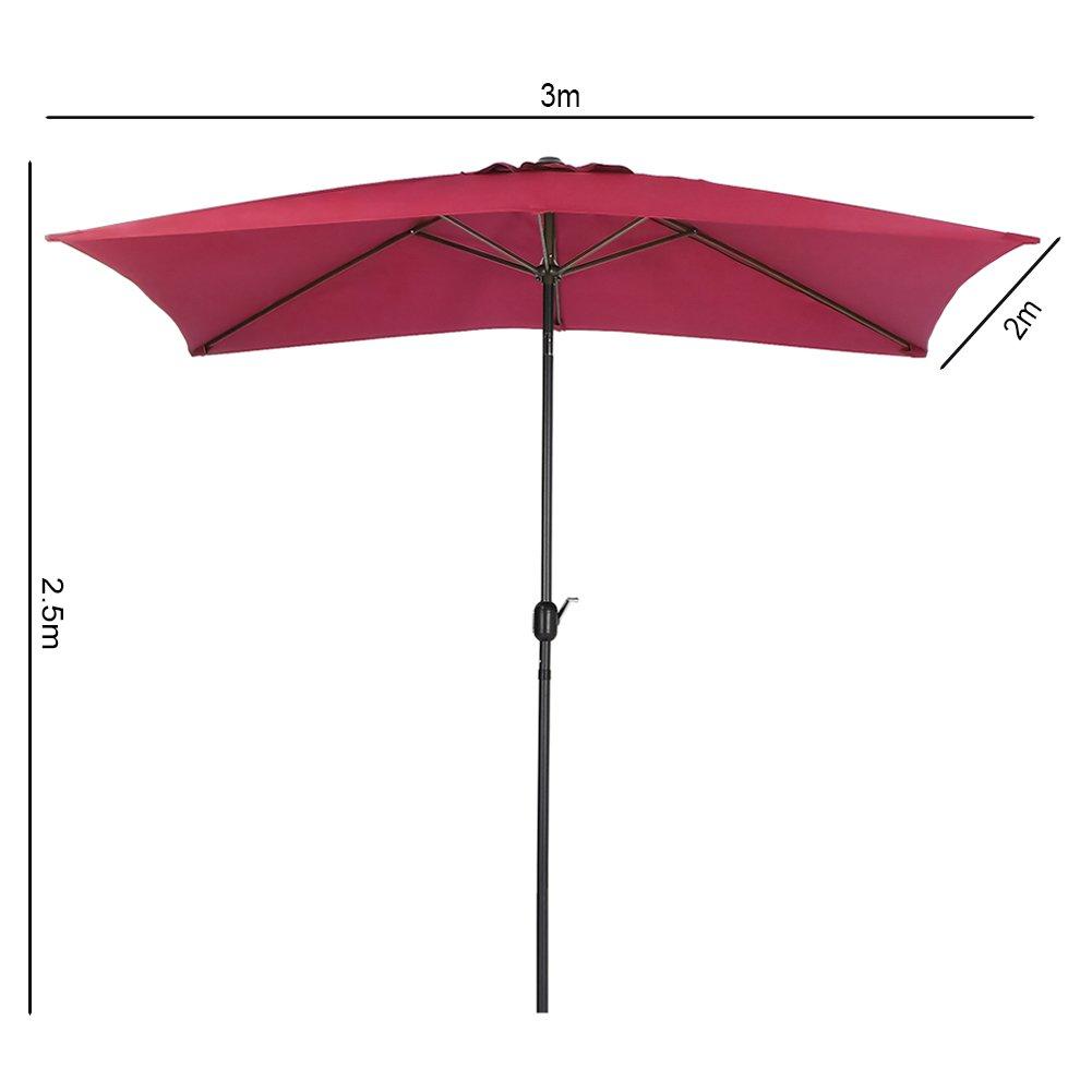 Red - Breeins - Waterproof Rectangular Parasol for Outdoor - 7