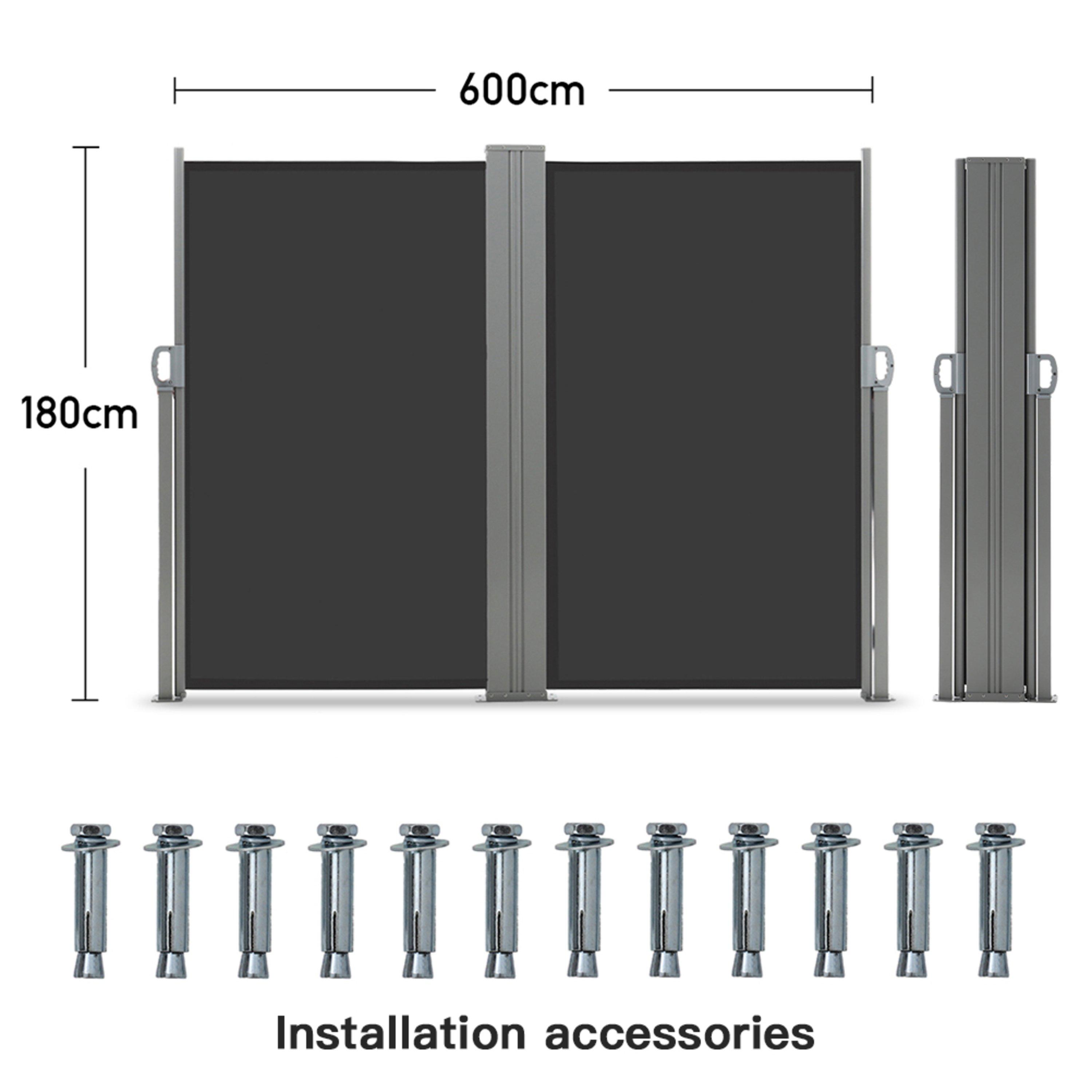 Grey - Breeins - Outdoor Retractable Privacy Side Awning