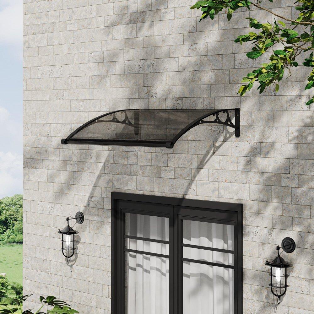 Black - Breeins - 100 x 100 x 23cm Outdoor Door Canopy Window Awning - 2