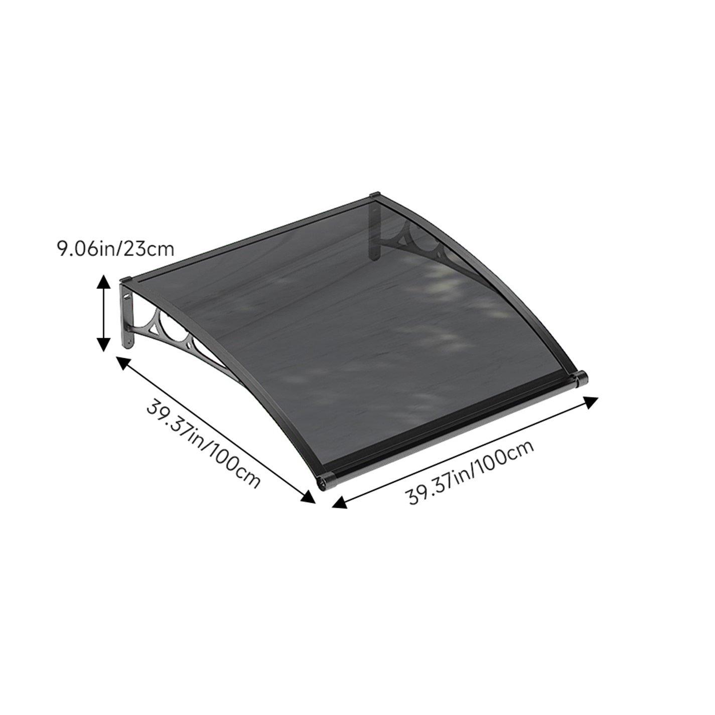 Black - Breeins - 100 x 100 x 23cm Outdoor Door Canopy Window Awning - 9