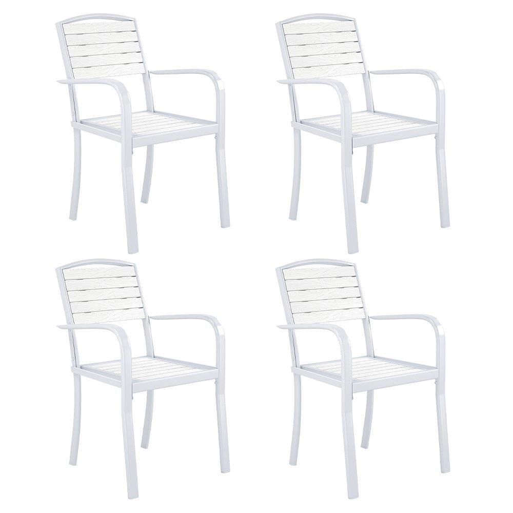 White - Breeins - Set of 4 Garden Dining Armchairs White - 3