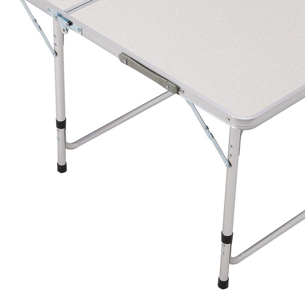 White - Breeins - Folding Picnic Table Set with 6 Stools - 5
