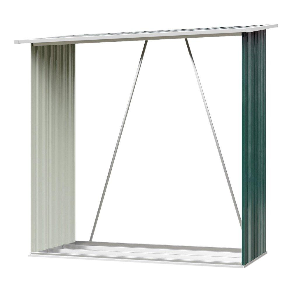 Green - Breeins - 157x157x71cm Outdoor Metal Firewood Storage Shed - 4