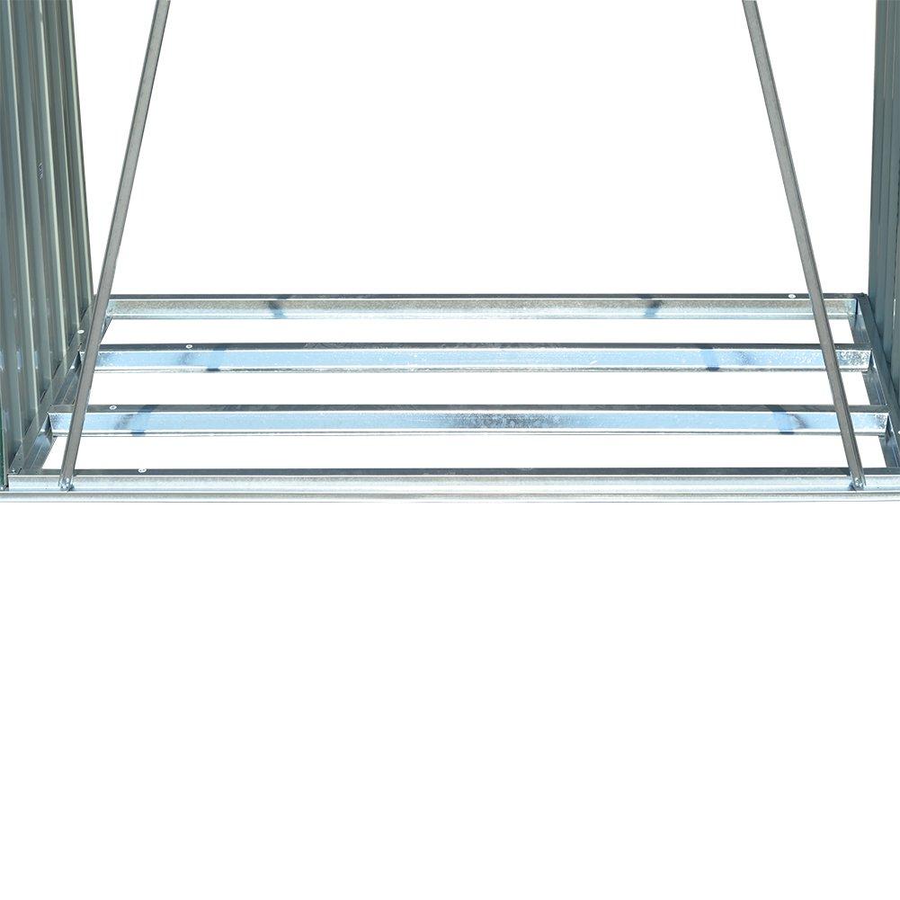 Green - Breeins - 157x157x71cm Outdoor Metal Firewood Storage Shed - 6