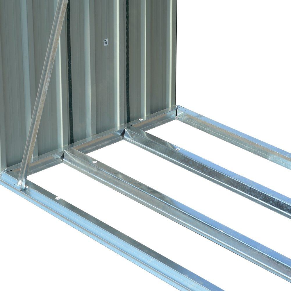 Green - Breeins - 157x157x71cm Outdoor Metal Firewood Storage Shed - 7