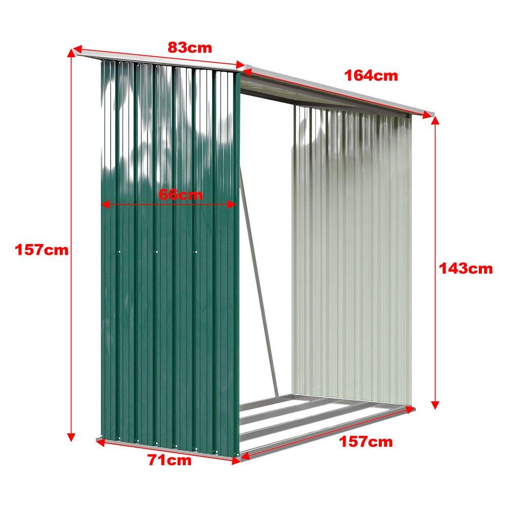 Green - Breeins - 157x157x71cm Outdoor Metal Firewood Storage Shed - 9
