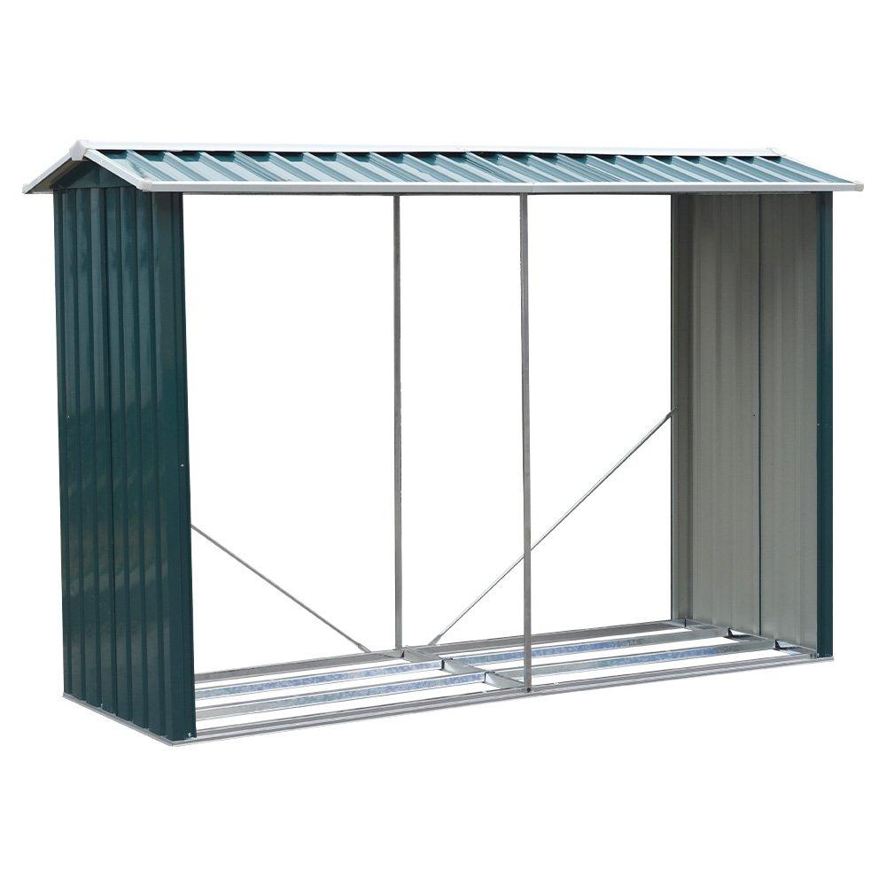 Green - Breeins - 240x86x160cm Steel Firewood Shed Rack - 1