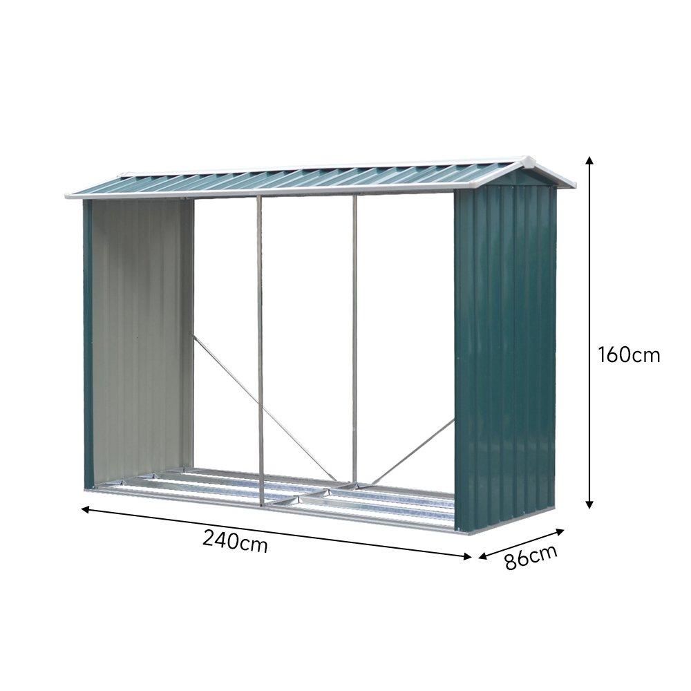 Green - Breeins - 240x86x160cm Steel Firewood Shed Rack - 7