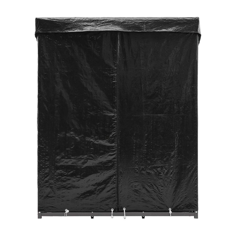 Black - Breeins - 165cm Metal Firewood Rack with Roof Cover - 3