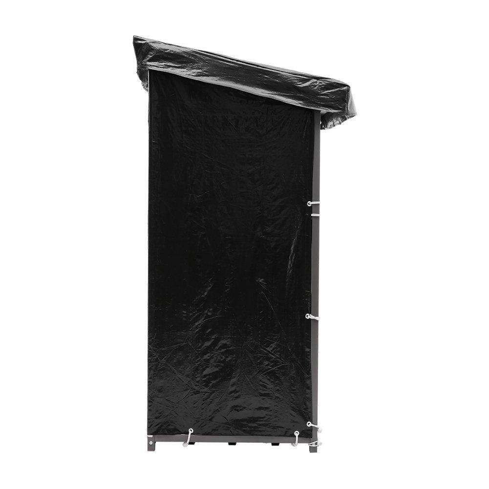 Black - Breeins - 165cm Metal Firewood Rack with Roof Cover - 5