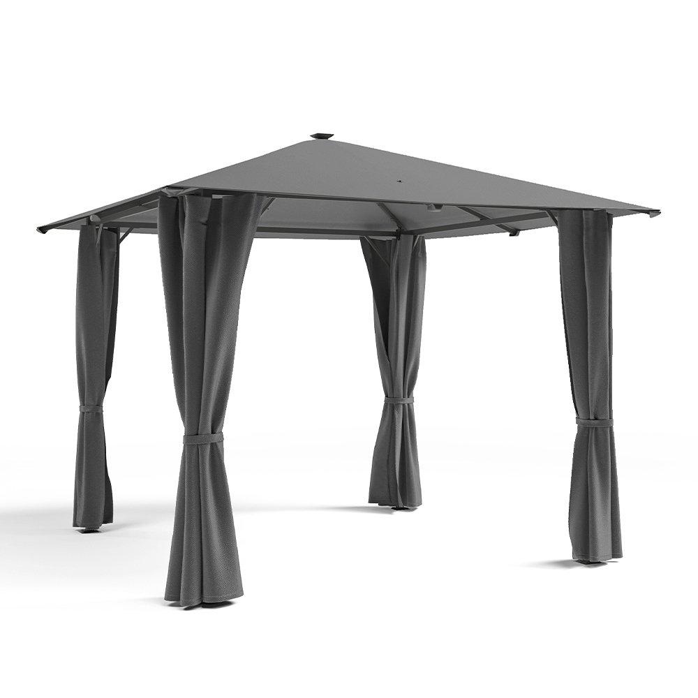 Grey - Breeins - Metal Gazebo with Lights - 4