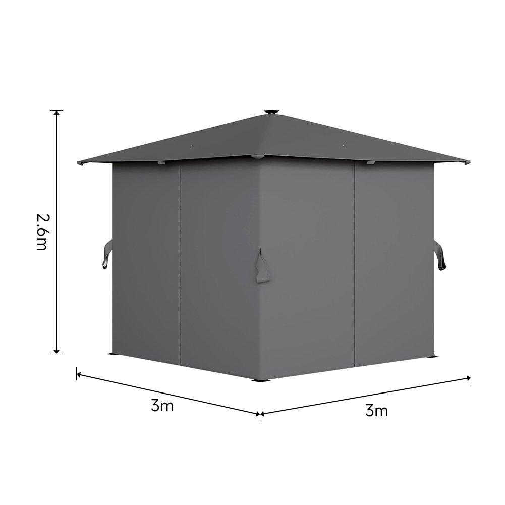Grey - Breeins - Metal Gazebo with Lights - 9