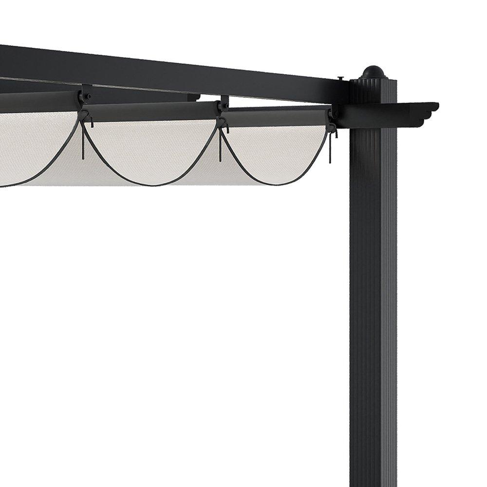 Black And White - Breeins - 10x10ft Aluminium Pergola with Retractable Roof - 3