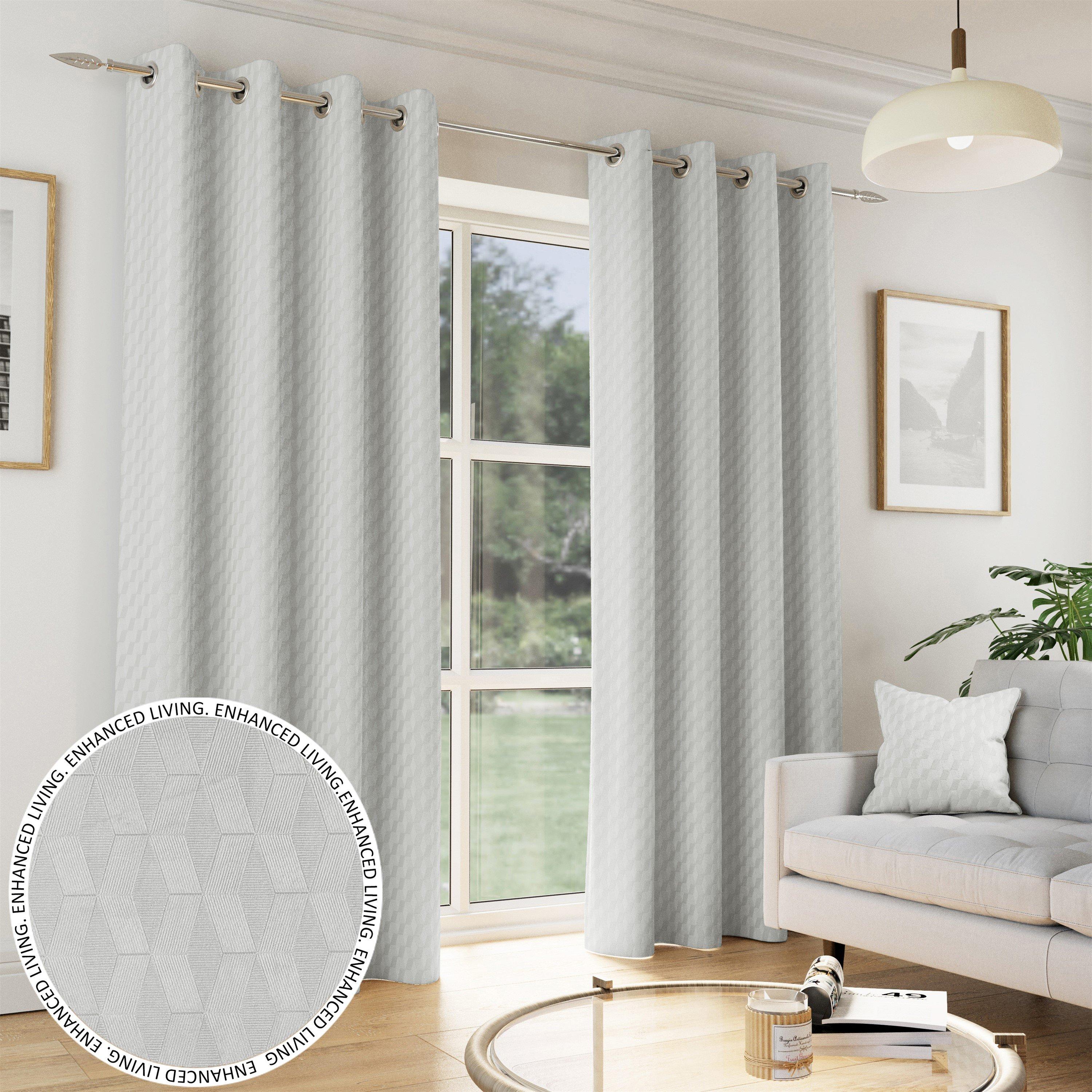 Grey - Enhanced Living - Tokyo Grey Room Darkening Velvet Eyelet Curtains - 1
