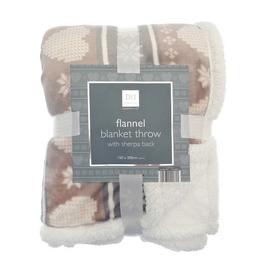 Country Club Blanket Throw Nordic Design Flannel - Grey/Natural